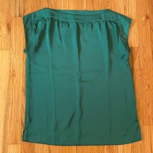 Talbots gorgeous green cap sleeve silky shirt